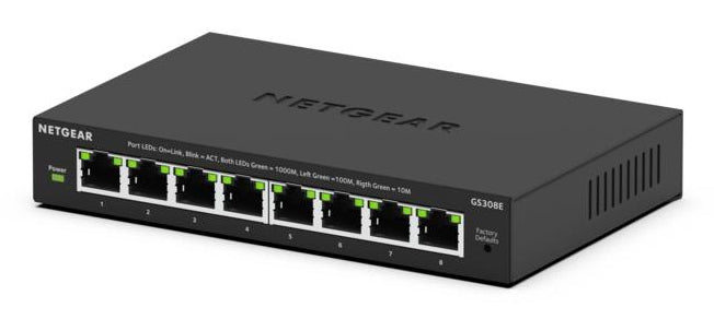NETGEAR GS308E Managed L2/L3 Gigabit Ethernet (10/100/1000) Power over Ethernet (PoE) Black