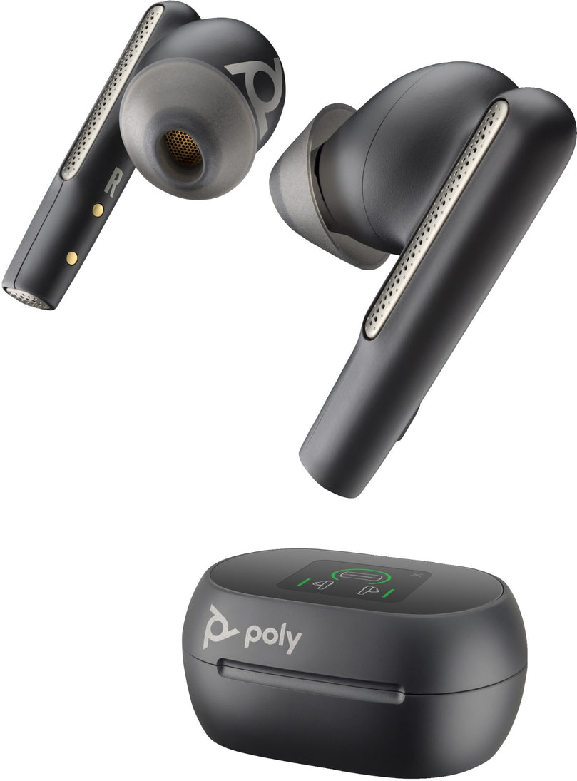POLY Voyager Free 60+ UC Carbon Black Earbuds +BT700 USB-C Adapter +Touchscreen Charge Case