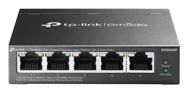 TP-Link Omada ES205G Managed Gigabit Ethernet (10/100/1000) Power over Ethernet (PoE) Black