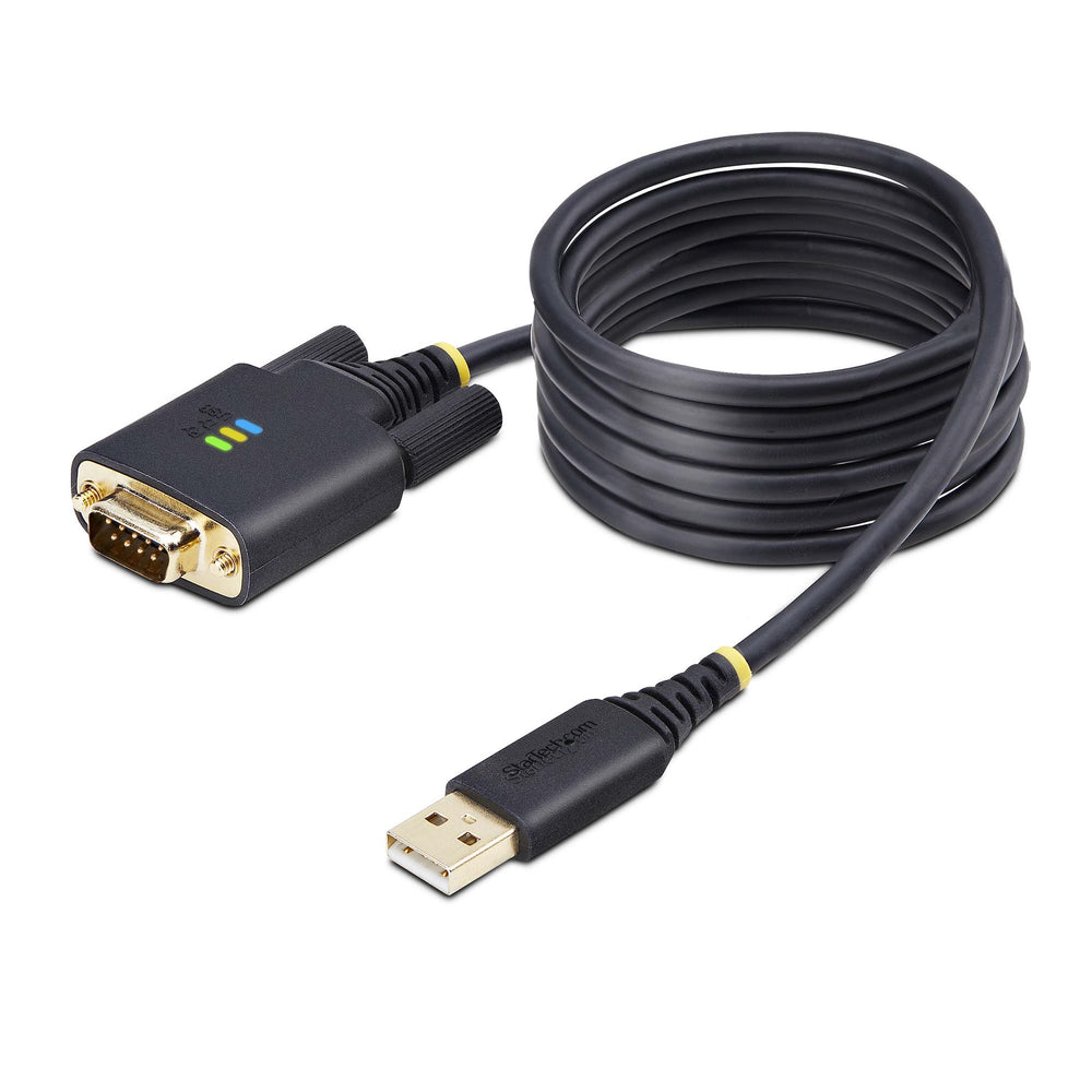 StarTech.com 6.6ft (2m) USB to Serial Adapter Cable, COM Retention, Interchangeable Screws/Nuts, USB-A to DB9 RS232, FTDI IC, ESD Protection, Windows/macOS/Linux