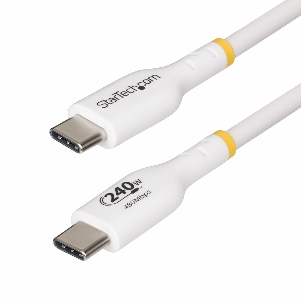 StarTech.com 3m White USB-C Charging Cable, USB-IF Certified USB C Cable, 240W PD EPR, USB 2.0 Type-C Laptop Charger Cord, USB-C Data Transfer Cable, TPE Jacket