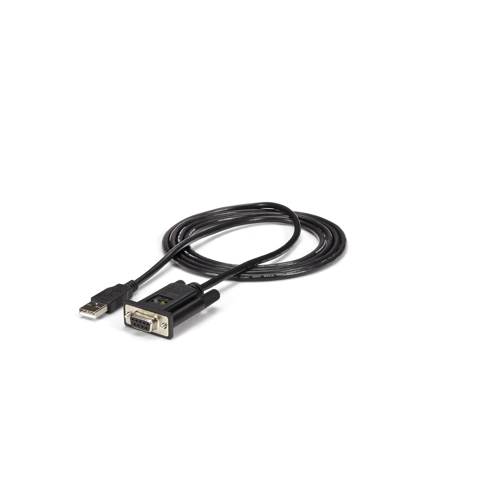 StarTech.com 6ft (1.8m) 1-Port USB to Serial RS232 Adapter, FTDI DB9 Serial DCE Adapter Cable, Null Modem, USB 2.0 - TAA