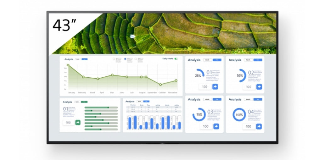 Sony FW-43BZ30L/TM Signage Display Digital signage flat panel 109.2 cm (43") LCD Wi-Fi 440 cd/m² 4K Ultra HD Black Android 24/7