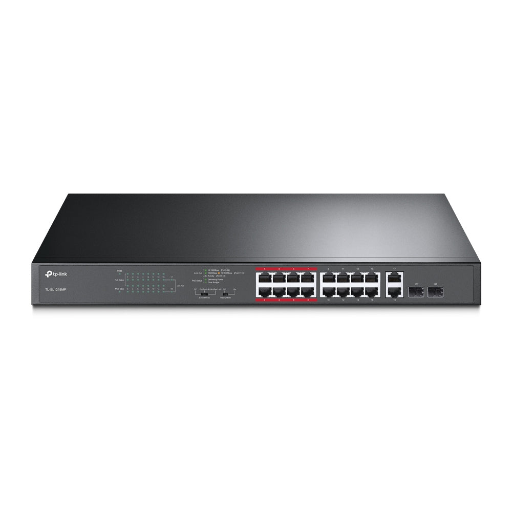 16-Port 10/100Mbps + 2-Port Gigabit Unmanaged PoE Switch