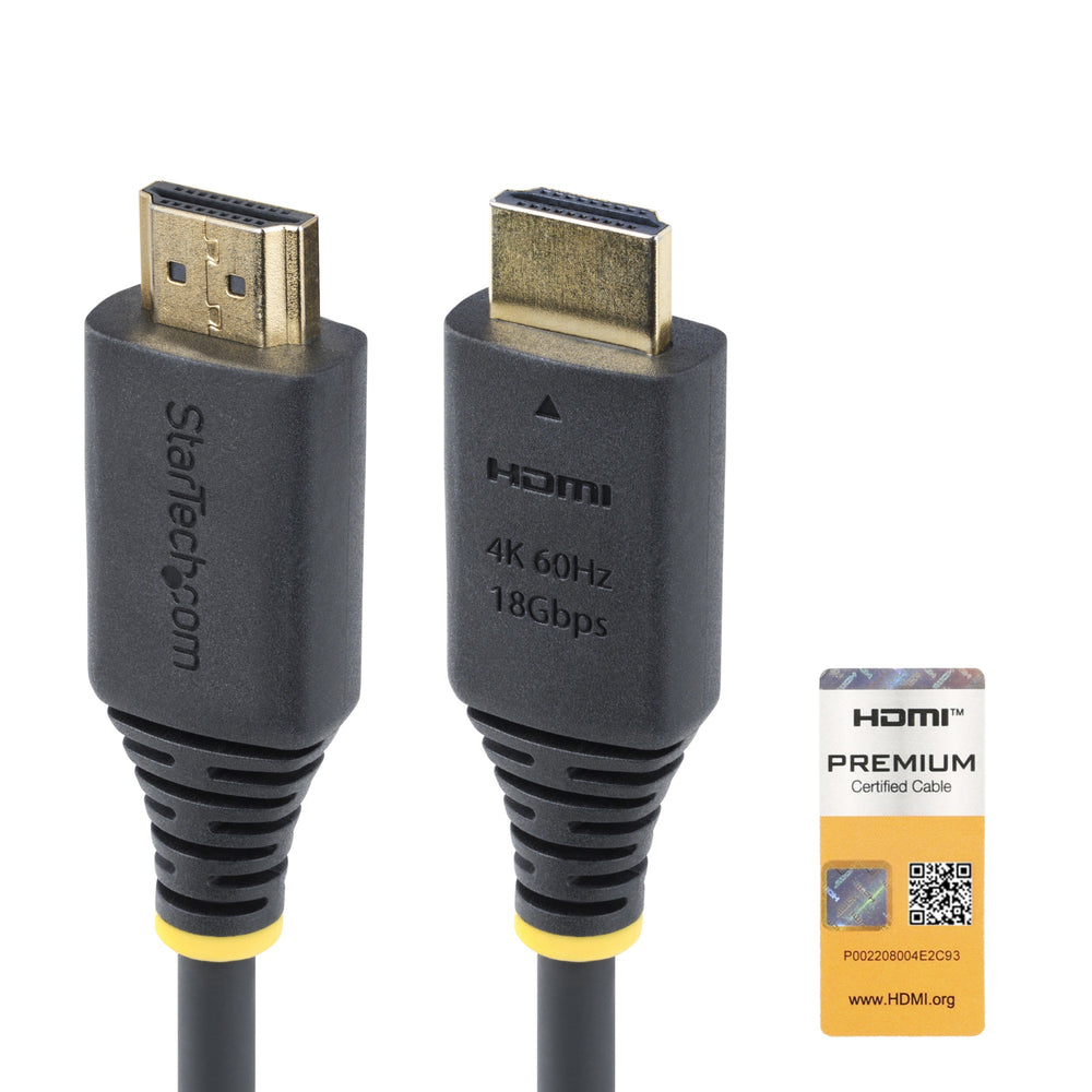 StarTech.com 1m (3.3ft) Premium Certified High Speed HDMI Cable, 4K 60Hz/1440p 144Hz, HDR10/HDCP 2.2/ARC, 18Gbps, UHD HDMI 2.0 Cord for TV/Monitor/Display, TPE Jacket