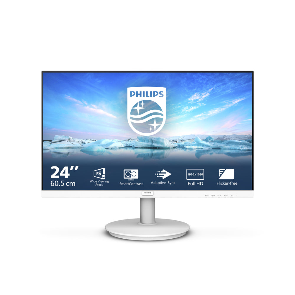 Philips V Line 241V8AW/00 computer monitor 60.5 cm (23.8") 1920 x 1080 pixels Full HD LCD White