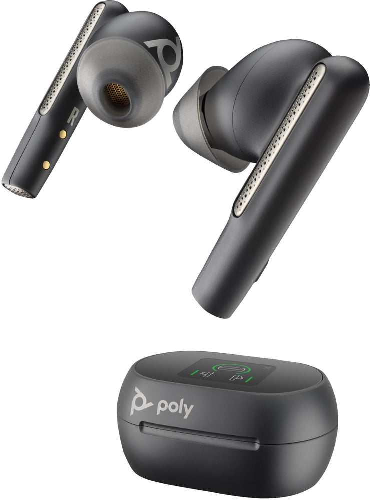 POLY Voyager Free 60+ UC Carbon Black Earbuds +BT700 USB-C Adapter +Touchscreen Charge Case