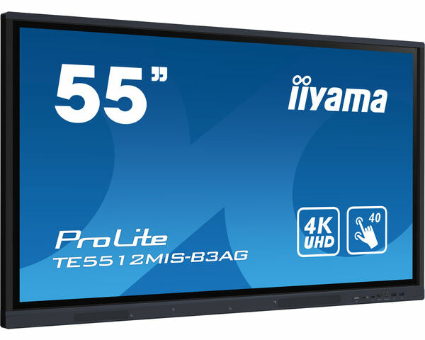 iiyama TE5512MIS-B3AG Signage Display Kiosk design 139.7 cm (55") LCD Wi-Fi 400 cd/m² 4K Ultra HD Black Touchscreen Built-in processor Android 11 18/7