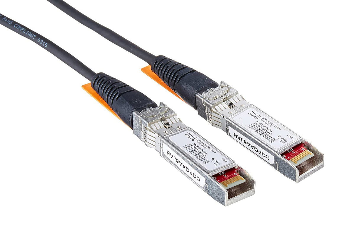 Cisco 10G Direct Attach Twinax SFP+ Cable, Passive, 30AWG Cable Assembly, 3 M, Orange, 5-Year Standard Warranty (SFP-H10GB-CU3M=)