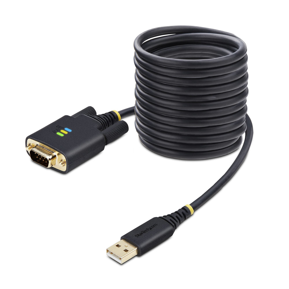 StarTech.com 10ft (3m) USB to Serial Adapter Cable, COM Retention, Interchangeable Screws/Nuts, USB-A to DB9 RS232, FTDI IC, ESD Protection, Windows/macOS/Linux