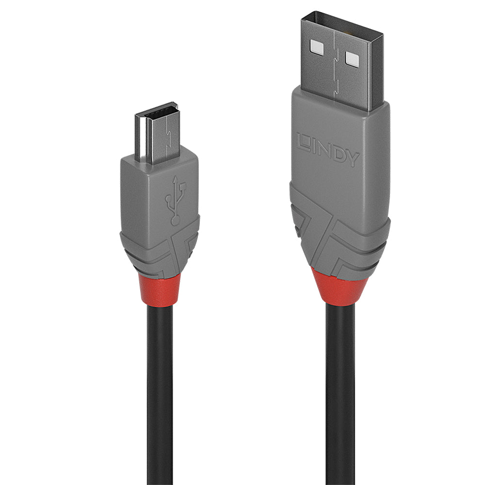 Lindy 5m USB 2.0 Type A to Mini-B Cable, Anthra Line