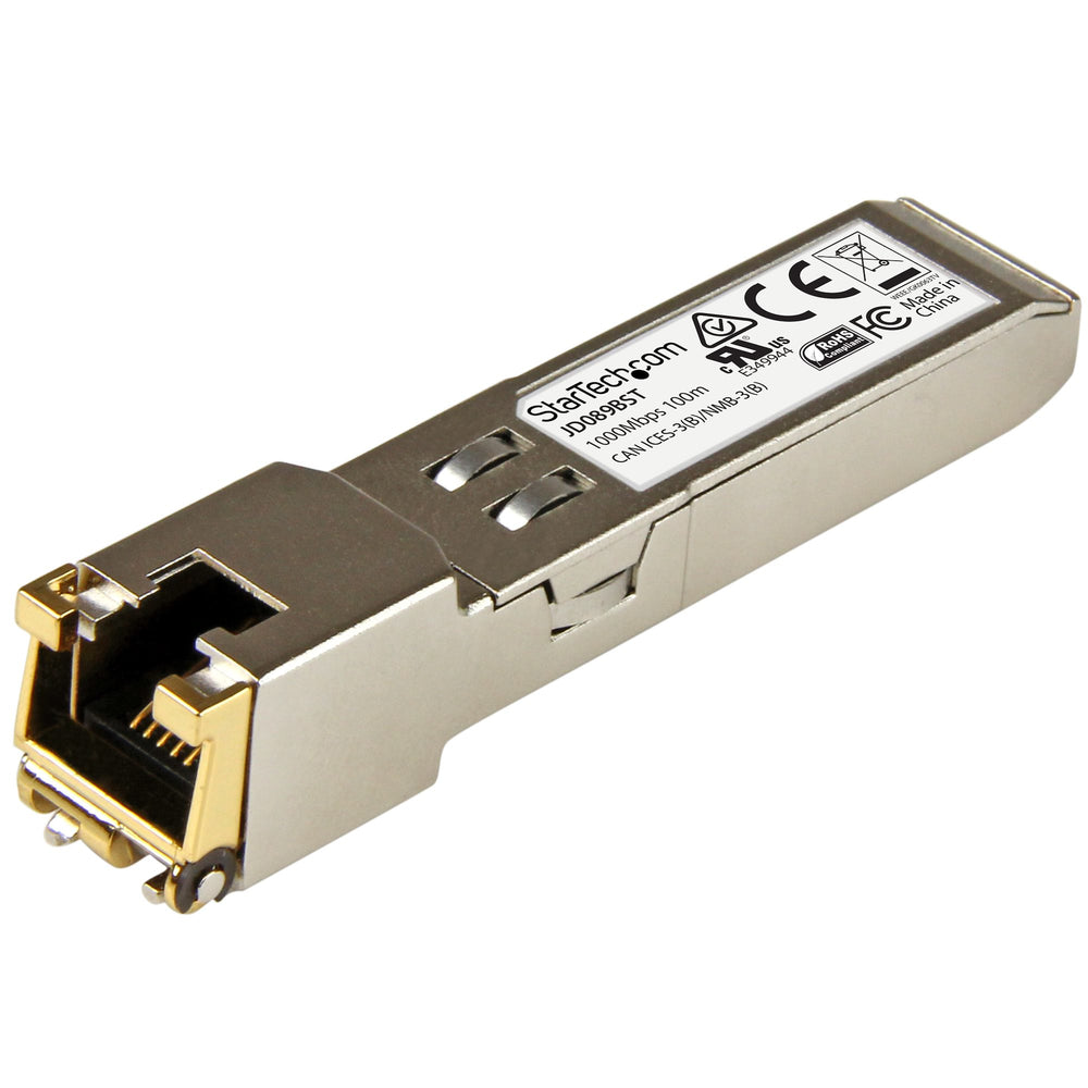 StarTech.com HP JD089B Compatible SFP Transceiver Module - 10/100/1000BASE-TX~HPE JD089B Compatible SFP Module - 1000BASE-T - SFP to RJ45 Cat6/Cat5e - 1GE Gigabit Ethernet SFP - RJ-45 100m - HPE 5820AF, 12500, 5500