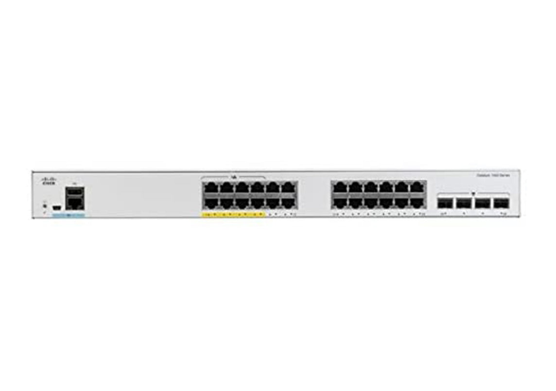 Cisco Catalyst 1000-24FP-4G-L Network Switch, 24 Gigabit Ethernet (GbE) PoE+ Ports, 370W PoE Budget, four 1 G SFP Uplink Ports, Enhanced Limited Lifetime Warranty (C1000-24FP-4G-L)