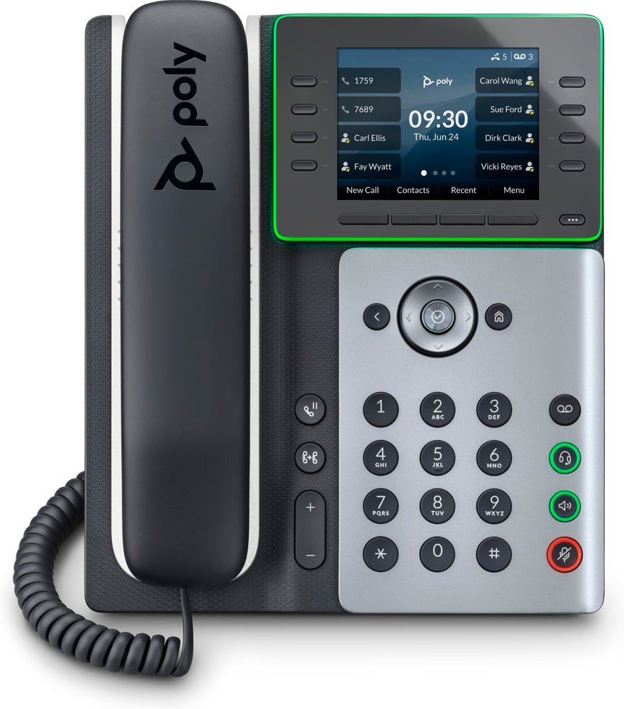 POLY Edge E300 and PoE-enabled IP phone Black 8 lines IPS