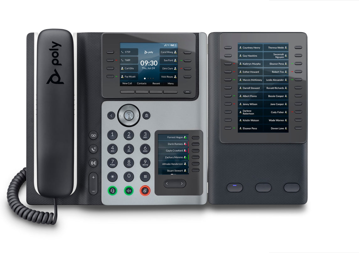 POLY Edge E400 and PoE-enabled IP phone Black 8 lines IPS