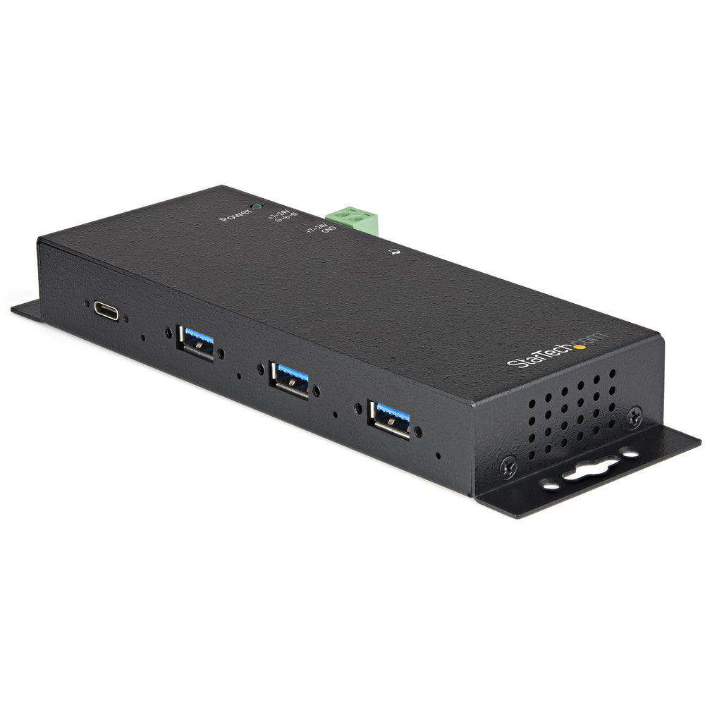 StarTech.com 4 Port USB C Hub 10Gbps - Metal Industrial USB Type-C Hub w/ 3xUSB-A & 1xUSB-C - ESD & Surge Protection - USB-C or USB-A Host - Self-Powered Mountable USB 3.2/3.1 Gen 2 Hub~4-Port USB C Hub 10Gbps - Metal Industrial USB Type-C Hub w/ 3xUSB-A