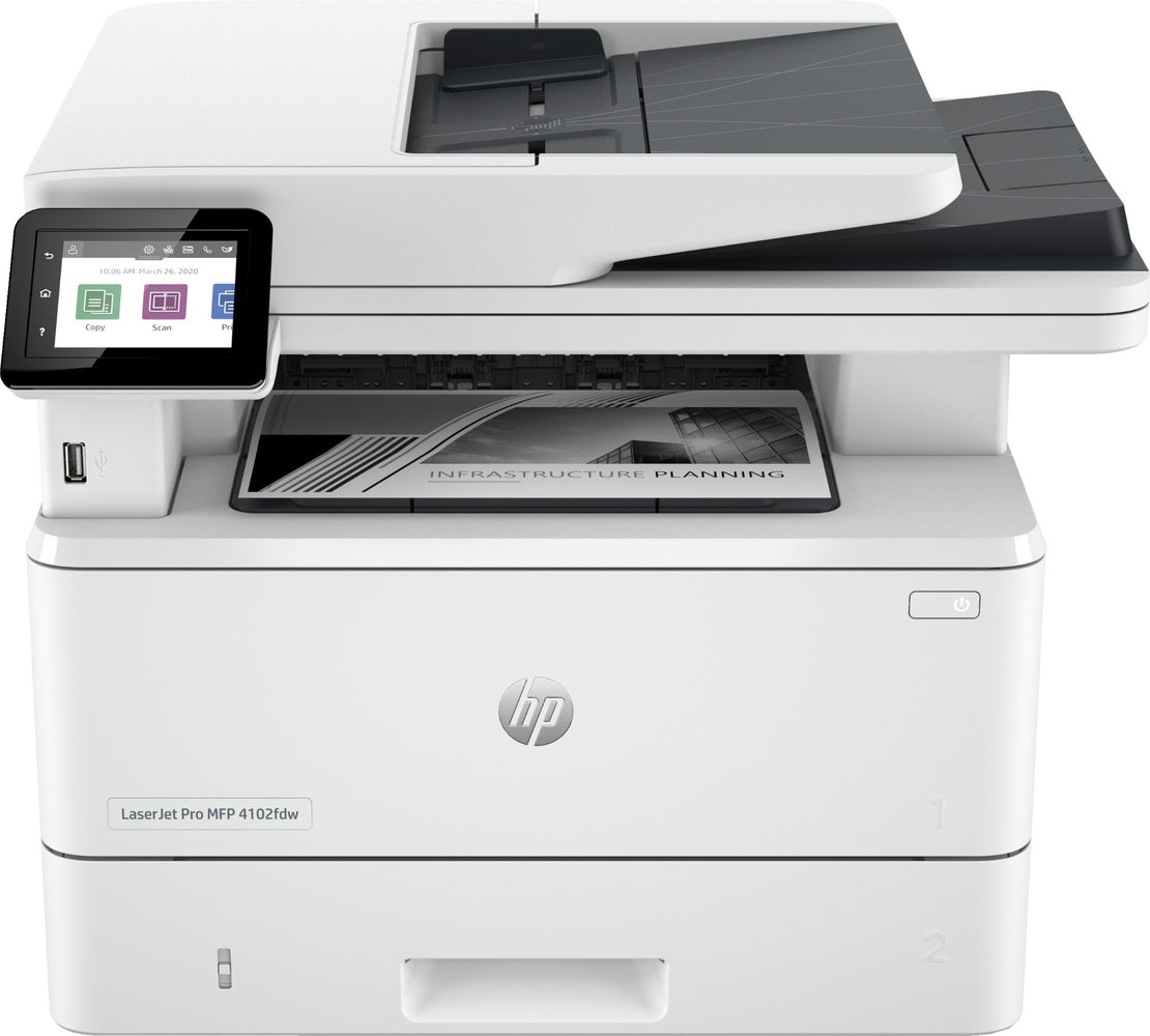 HP LaserJet Pro MFP 4102dw Printer, Black and white, Printer for Small medium business, Print, copy, scan, Wireless; Instant Ink eligible; Print from phone or tablet; Automatic document feeder