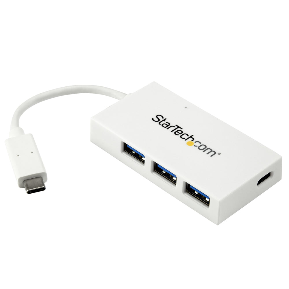 StarTech.com 4 Port USB C Hub with 1x USB-C & 3x USB-A Ports (SuperSpeed 5Gbps) - USB Bus Powered - Portable/Laptop USB 3.0 Adapter Hub - USB 3.1 Gen 1/USB 3.2 Gen 1 Type-C Hub - White~4 Port USB C Hub with 1x USB-C & 3x USB-A Ports (SuperSpeed 5Gbps) - U