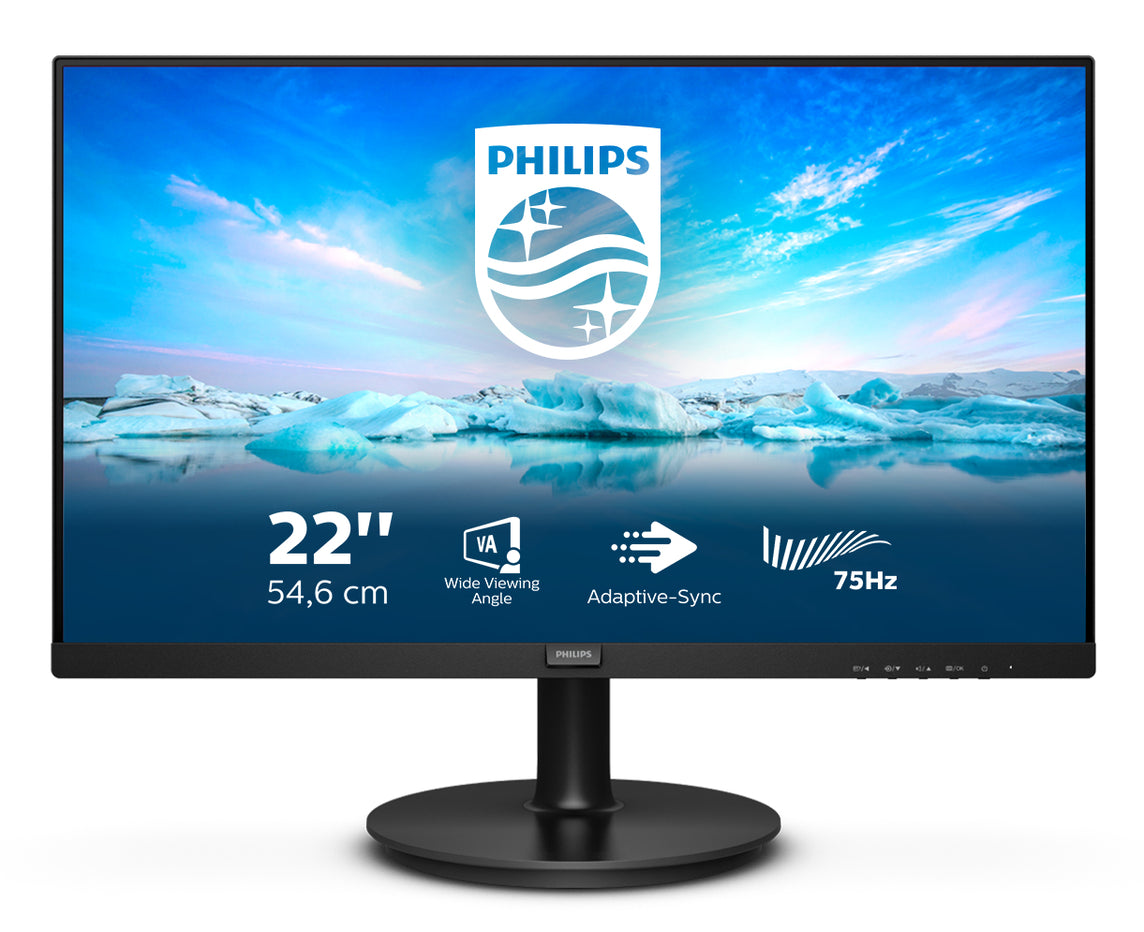 Philips V Line 222V8LA/00 computer monitor 54.6 cm (21.5") 1920 x 1080 pixels Full HD LCD Black