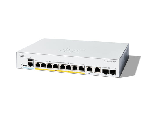 Cisco Catalyst 1200-8P-E-2G Smart Switch, 8 Port GE, PoE, Ext PS, 2x1GE Combo, Limited Lifetime Protection (C1200-8P-E-2G)
